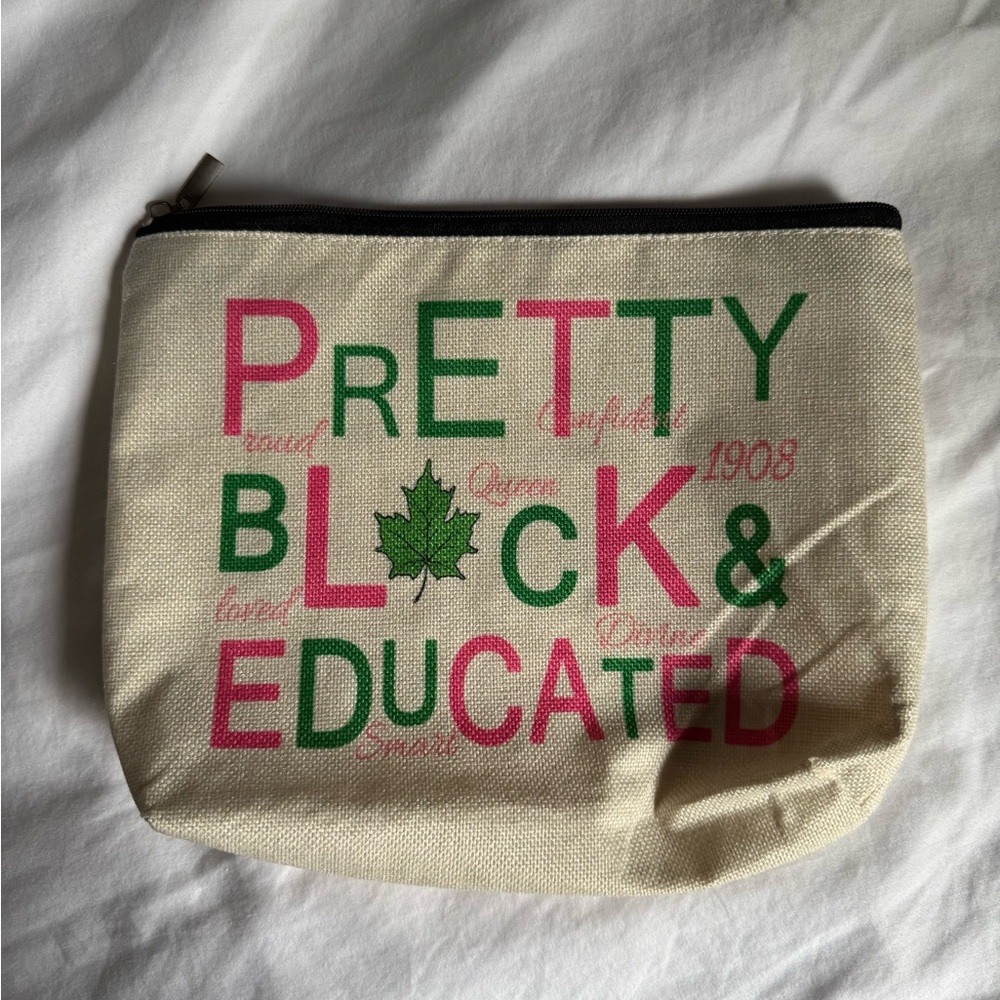 NWOT Pretty Black & Educated Pouch - Pink and Green